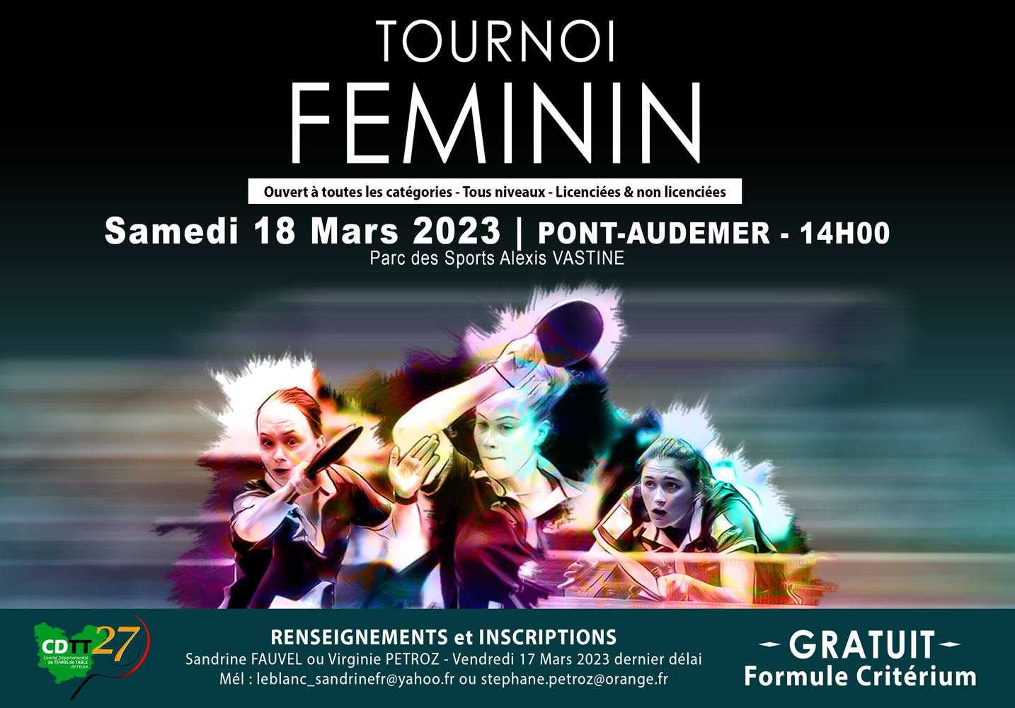 Affiche Tournoi Féminin 18 mars 2023 Paysage